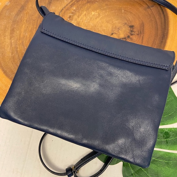 Frank and Oak Navy Blue Leather Envelope Crossbody Bag - Picture 4 of 16